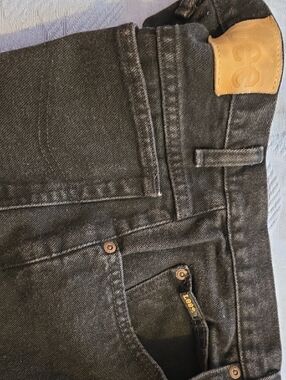 Lee Slim Straight Men's Black Denim Jeans with Tan Patch